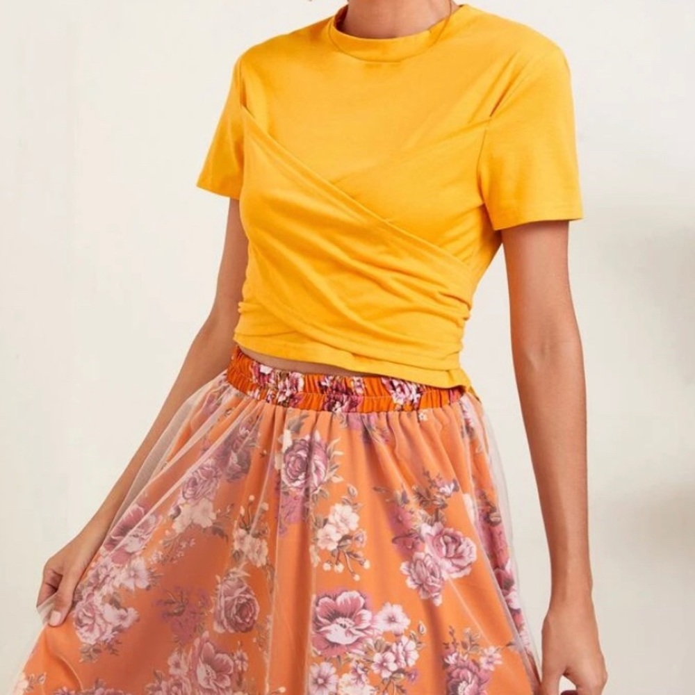 Wrap tie back top with mesh